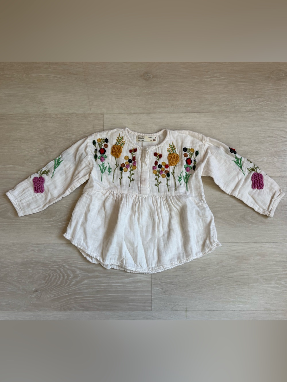 ZARA GIRLS Embroidered Floral Boho Blouse 5T